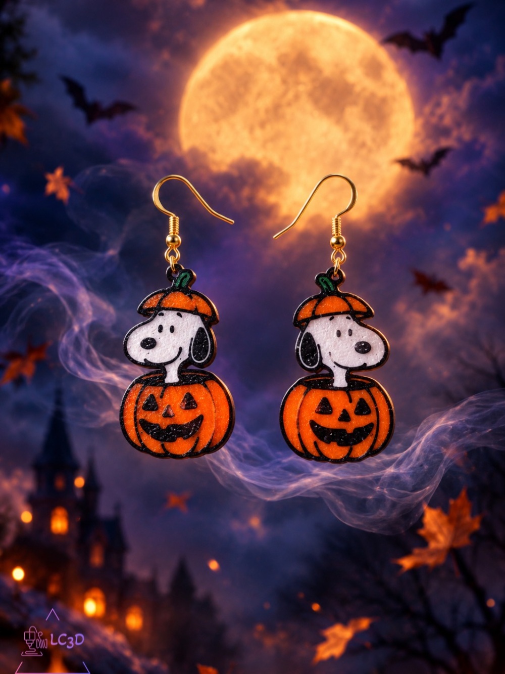 Snoopy Pumpkin Halloween Earrings